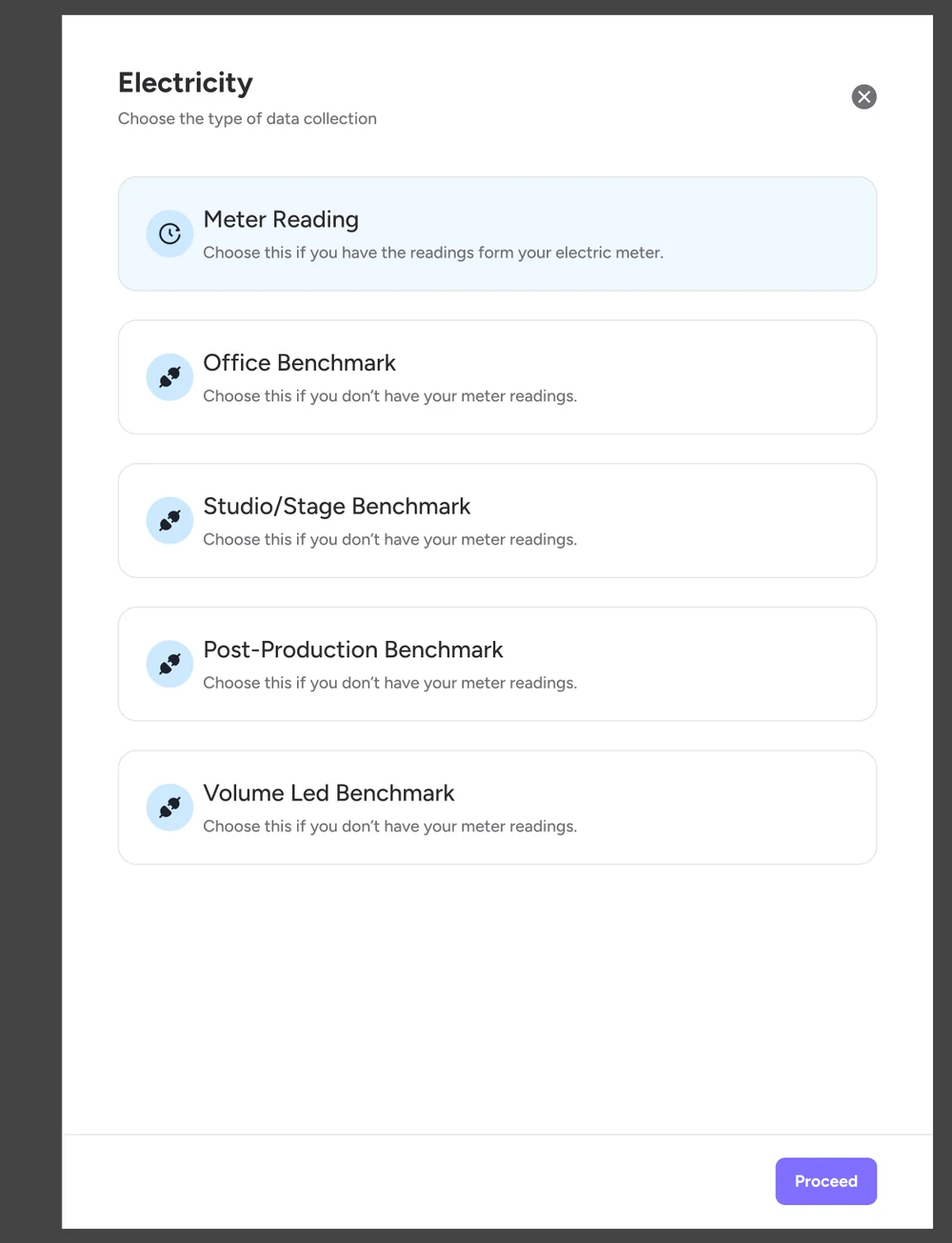Electricity data collection choices: meter reading or office, studio, post-production and volume LED benchmarks