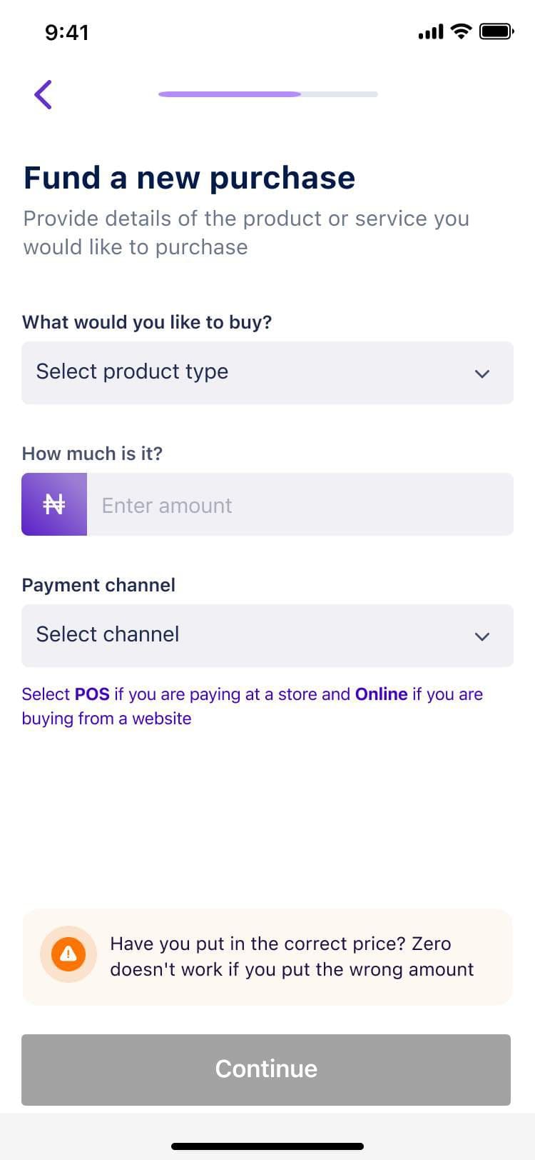Old fund a new purchase form with many fields