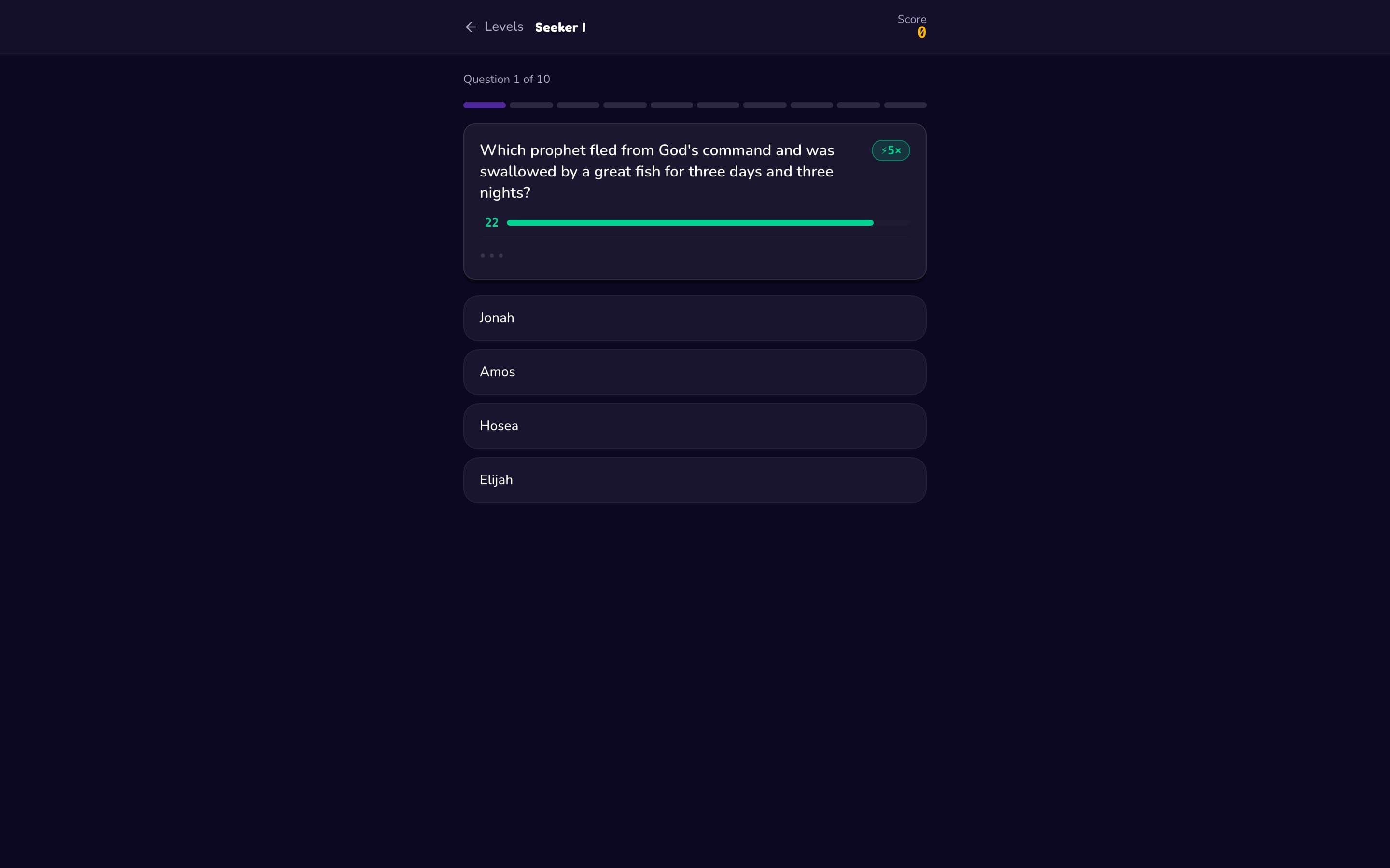 Desktop game screen with the question in a centred column