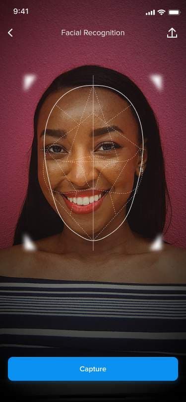 Facial recognition step in identity verification