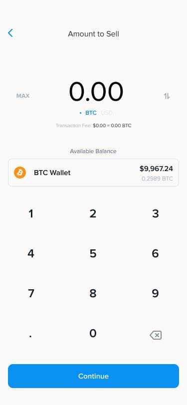 Amount to sell keypad