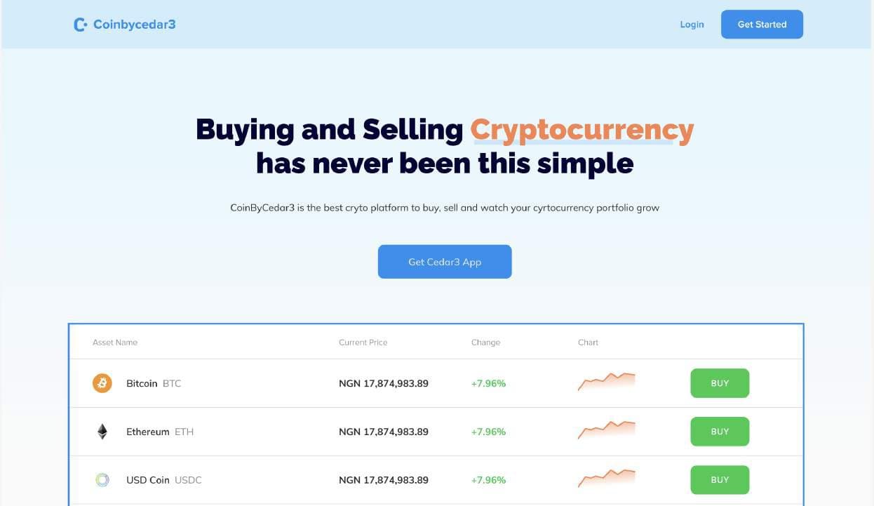 Landing page: buying and selling crypto has never been this simple